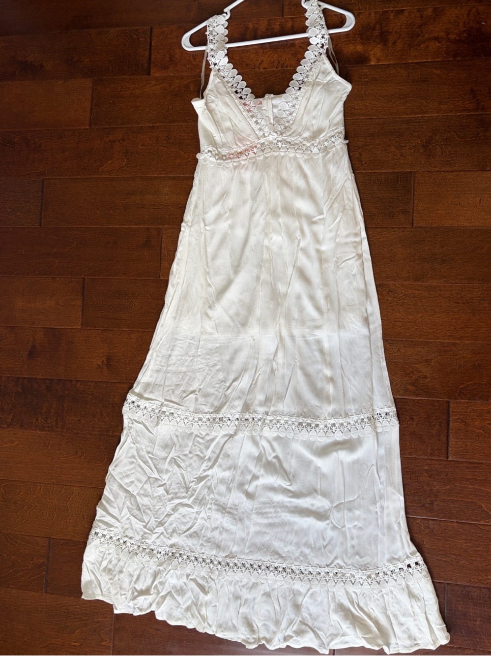 Ivory Lace-Trim Maxi Dress